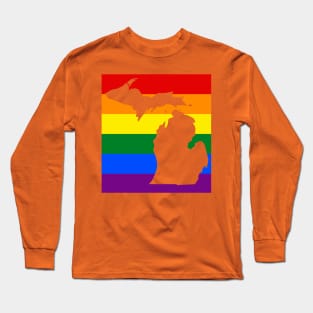 LGBTQ+ Michigan Pride Flag Long Sleeve T-Shirt